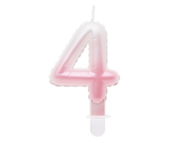 G sviečka číslo 4 bielo-ružová v tvare balónika