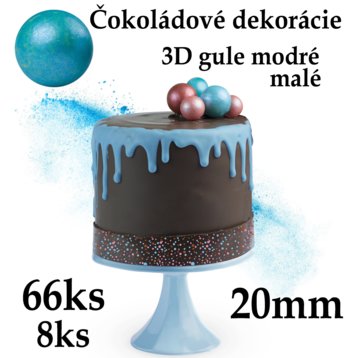 Čokoládové 3D gule malé modré 66ks