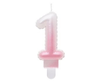 G sviečka číslo 1 bielo-ružová v tvare balónika