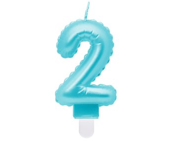 G sviečka číslo 2 modrá v tvare balónika