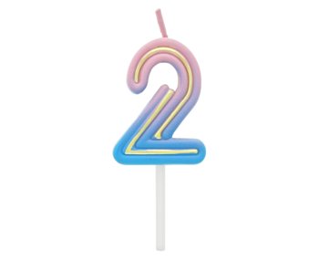 G sviečka číslo 2 ružovo-modrá NEON