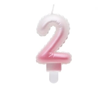 G sviečka číslo 2 bielo-ružová v tvare balónika