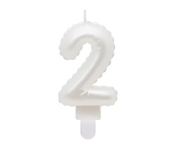 G sviečka číslo 2 biela v tvare balónika