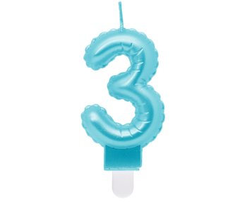 G sviečka číslo 3 modrá v tvare balónika
