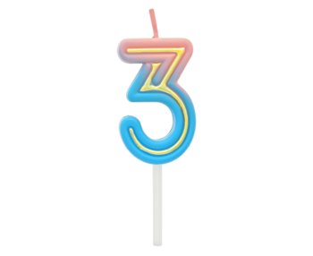 G sviečka číslo 3 ružovo-modrá NEON