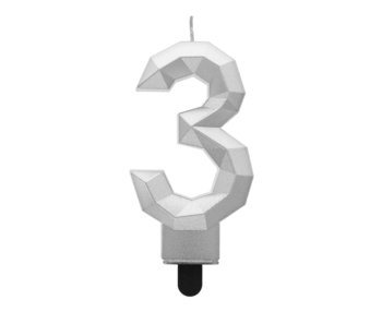 G sviečka číslo 3 strieborná DIAMANT