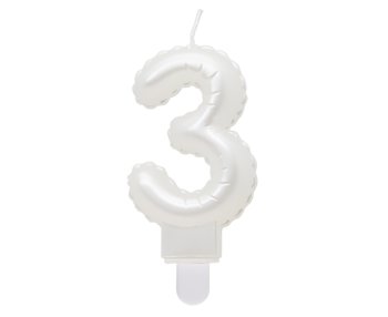 G sviečka číslo 3 biela v tvare balónika