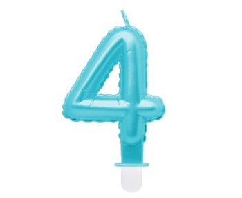G sviečka číslo 4 modrá v tvare balónika