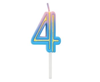 G sviečka číslo 4 ružovo-modrá NEON