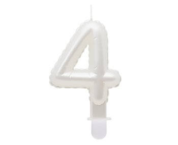 G sviečka číslo 4 biela v tvare balónika