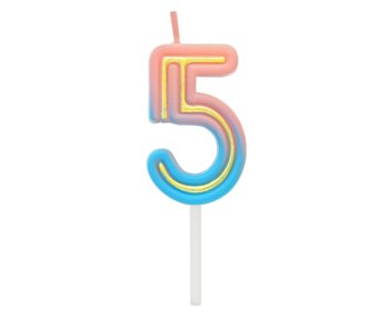 G sviečka číslo 5 ružovo-modrá NEON