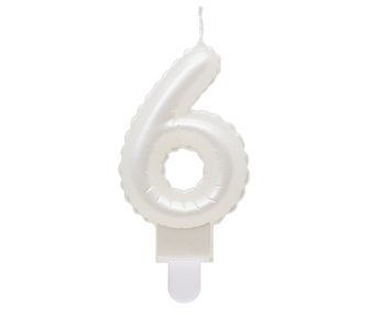 G sviečka číslo 6 biela v tvare balónika