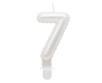 G sviečka číslo 7 biela v tvare balónika