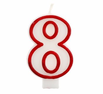 Sviečka bielo-červená "8"