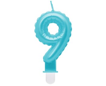 G sviečka číslo 9 modrá v tvare balónika