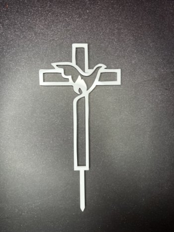 Akrylový zápich - Kríž s holubicou č.3