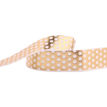 Stuha bodkovaná zlatá 22mm 1m