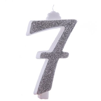 Sviečka veľké číslo 7 strieborné