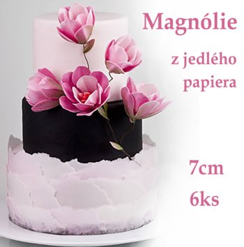 kvety z jedlého papiera, jedlé kvety na tortu, magnólia na tortu, jedlá magnólia