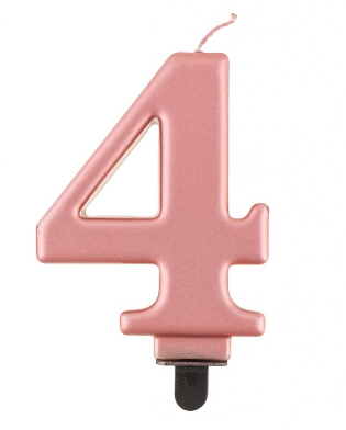 G sviečka číslo 4 rosegold hrubá