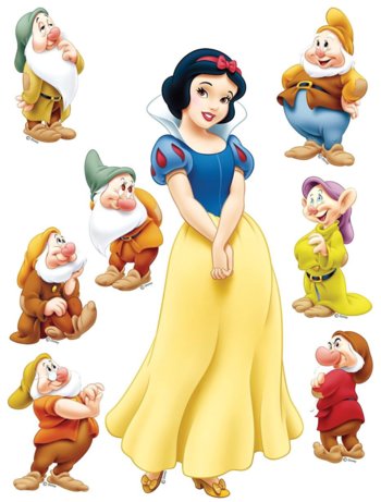 jedlý papier na tortu, jedlý obrázok na tortu, farebná torta, papier na tortu, snehulienka a sedem trpaslíkov, 