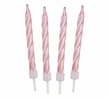 Tortové sviečky perleťovo-ružové 12ks