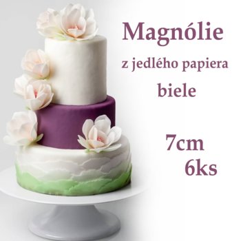 jedlé kvety na tortu, kvety z jedlého papiera, magnólie na tortu, jedlé magnólie