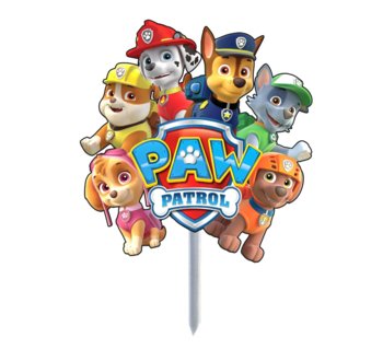 Farebný akrylový zápich - Paw patrol všetci s logom