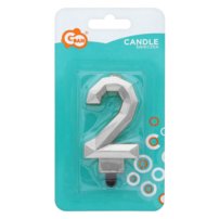 G sviečka číslo 2 strieborná DIAMANT