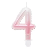 G sviečka číslo 4 bielo-ružová v tvare balónika