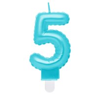 G sviečka číslo 5 modrá v tvare balónika