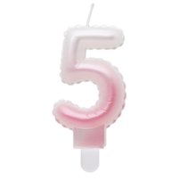 G sviečka číslo 5 bielo-ružová v tvare balónika