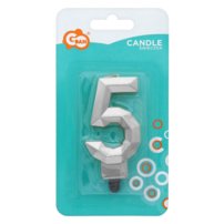 G sviečka číslo 5 strieborná DIAMANT