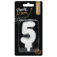 G sviečka číslo 5 biela v tvare balónika