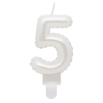G sviečka číslo 5 biela v tvare balónika