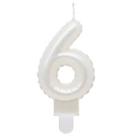 G sviečka číslo 6 biela v tvare balónika