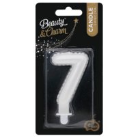 G sviečka číslo 7 biela v tvare balónika