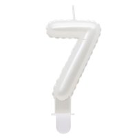 G sviečka číslo 7 biela v tvare balónika