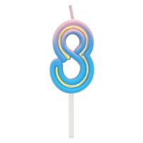G sviečka číslo 8 ružovo-modrá NEON