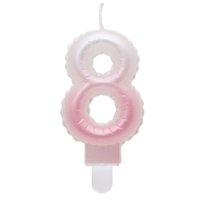 G sviečka číslo 8 bielo-ružová v tvare balónika