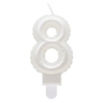 G sviečka číslo 8 biela v tvare balónika