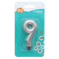 G sviečka číslo 9 strieborná DIAMANT