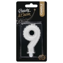 G sviečka číslo 9 biela v tvare balónika