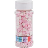 Cukrový posyp-Perleťové srdiečka ružovo-biele 65g