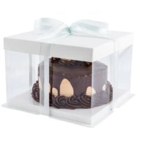 Plastový štvorcový box na tortu 21,5cm, výška 30cm