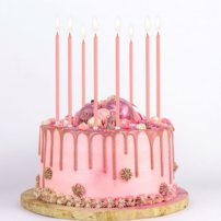 ružové sviečky na tortu, narodeninové sviečky