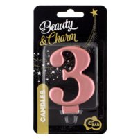 G sviečka číslo 3 rosegold hrubá