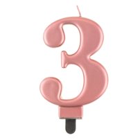 G sviečka číslo 3 rosegold hrubá