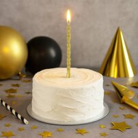 PD sviečka s nápisom Happy Birthday zlatá