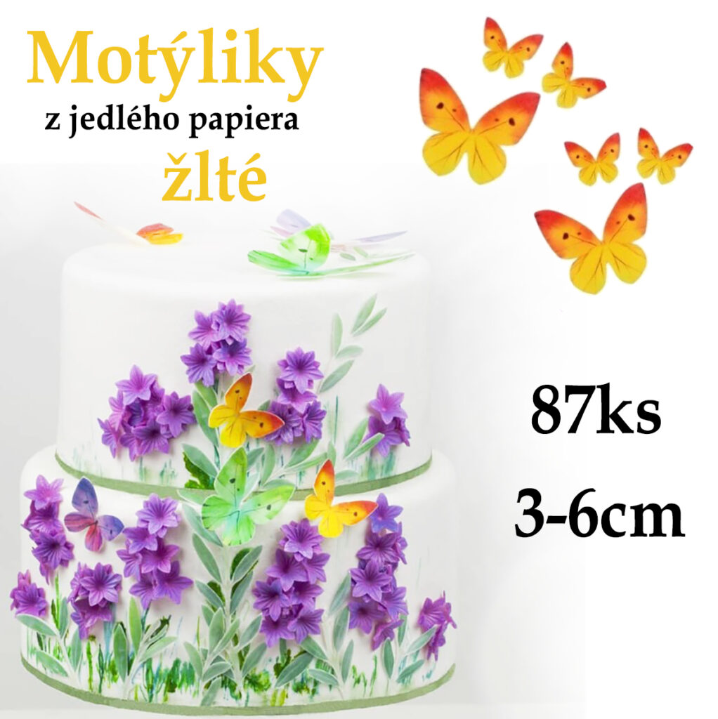 RD Motýľ z jedlého papiera žltý 87ks – Obrázok 2
